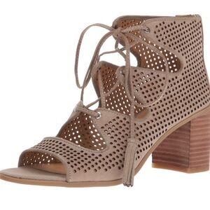 Franco Sarto Taupe Lace-Up Block Heel Sandals New In Box Never Been Worn 9.5